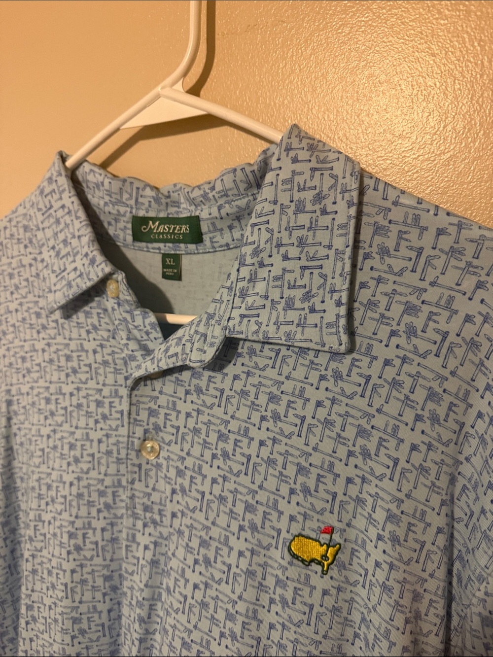 XL Masters Classic Light Blue Printed Golf Polo Shirt Brand New Never worn